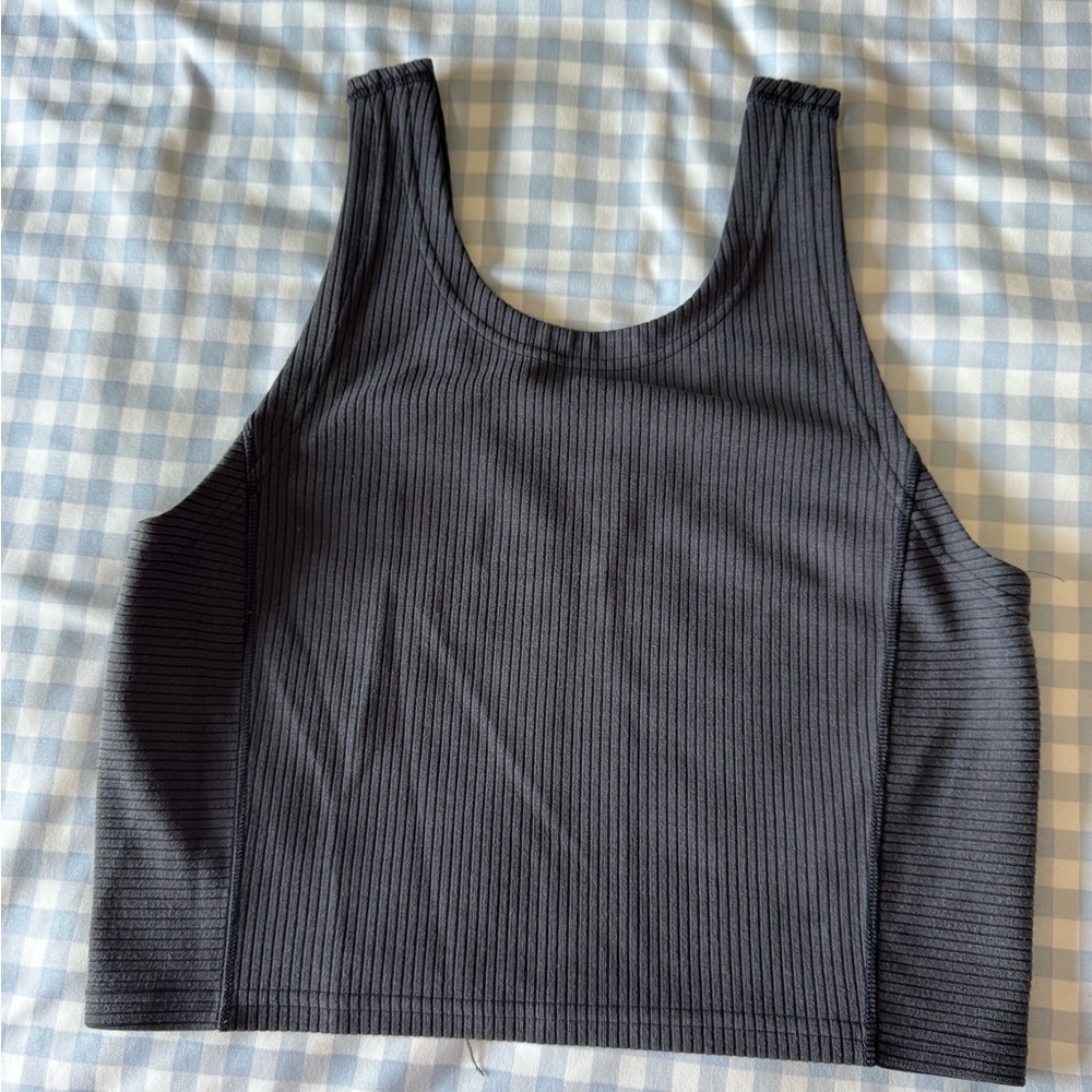 Lululemon Black Ribbed Scoop Neck Cropped Tank Top